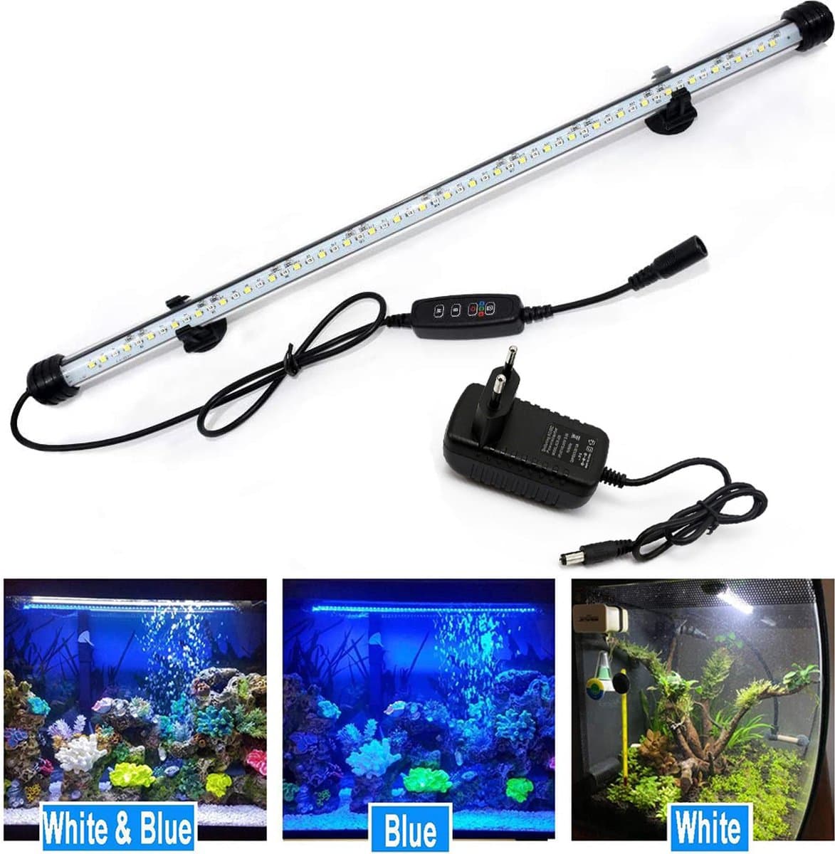 Aquarium Of Terrarium Verlichting– Onder Water Ledlamp – Blauw En Wit - Lengte 48 cm